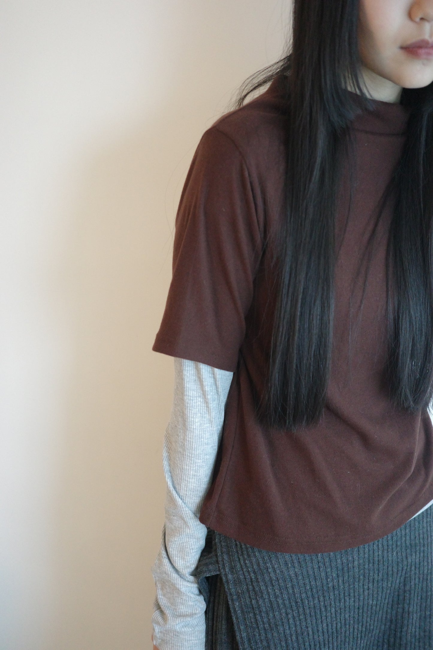 Draped Turtleneck Puff Sleeve