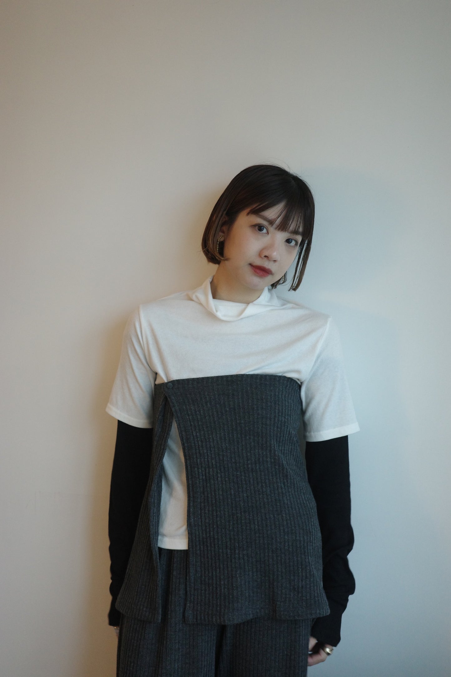 Draped Turtleneck Puff Sleeve