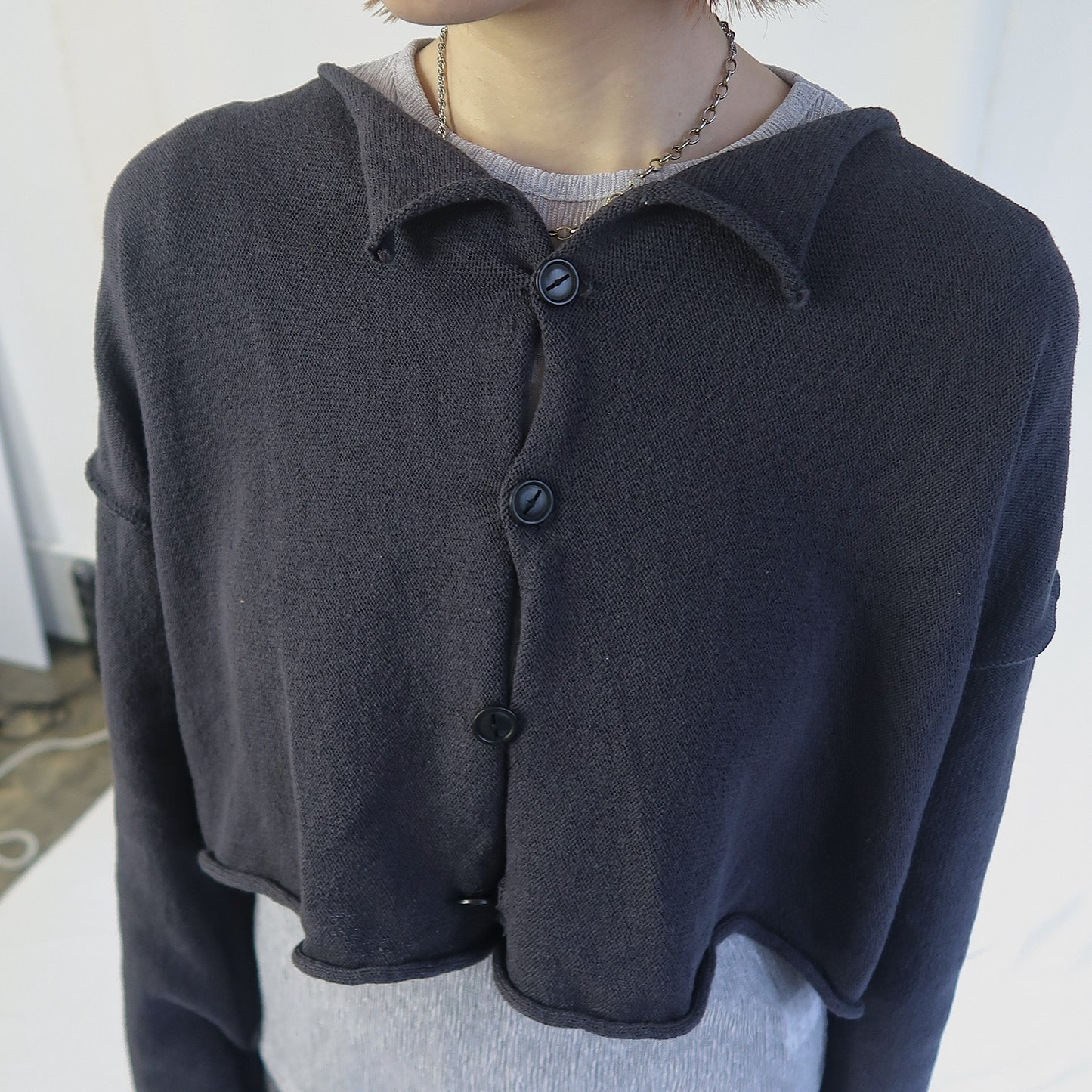 Button Cropped Cardigan